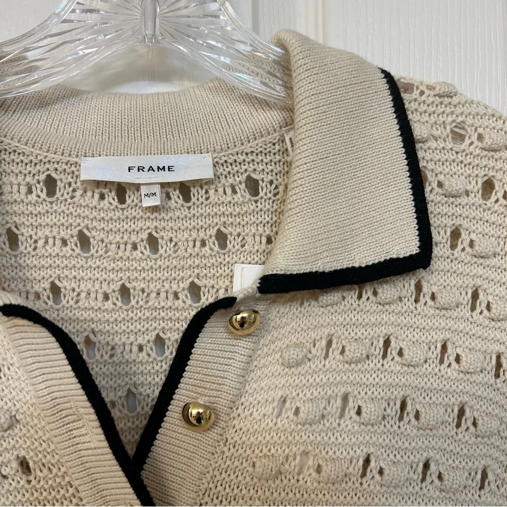 Frame The Bauble Crochet Cotton Minidress in Cream Size M - Picture 10 of 15